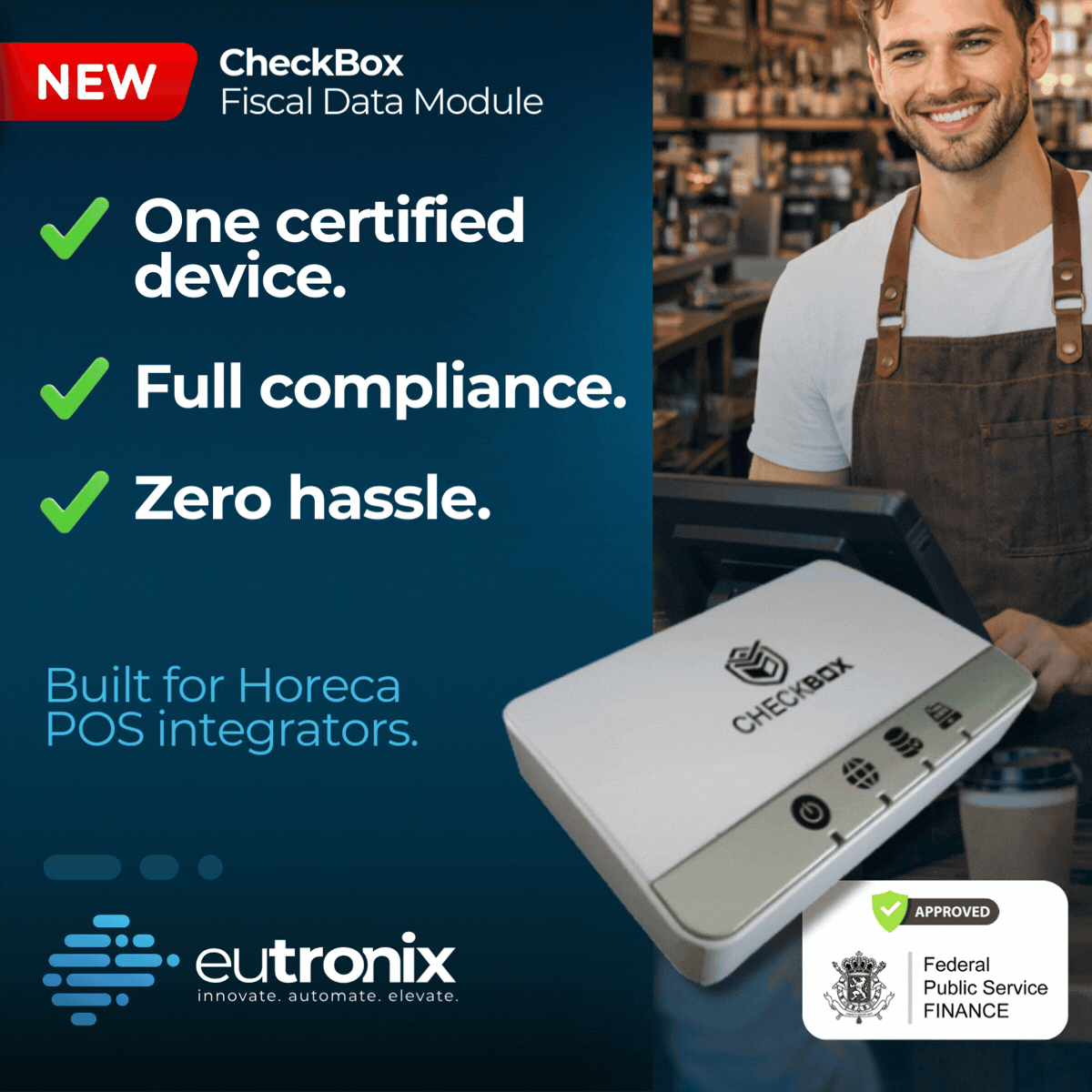 checkbox fiscal data module for horeca pos and kiosk systems ensuring compliance in belgium