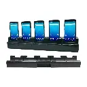 EA660 5-slot terminal charging cradle with power adapter. Compatible with the EA660 with and without bumper. *Not included but optional accessory: 3 Pins Power Cord EU or UK* (EU 1550-602333G / UK 1550-602689G)