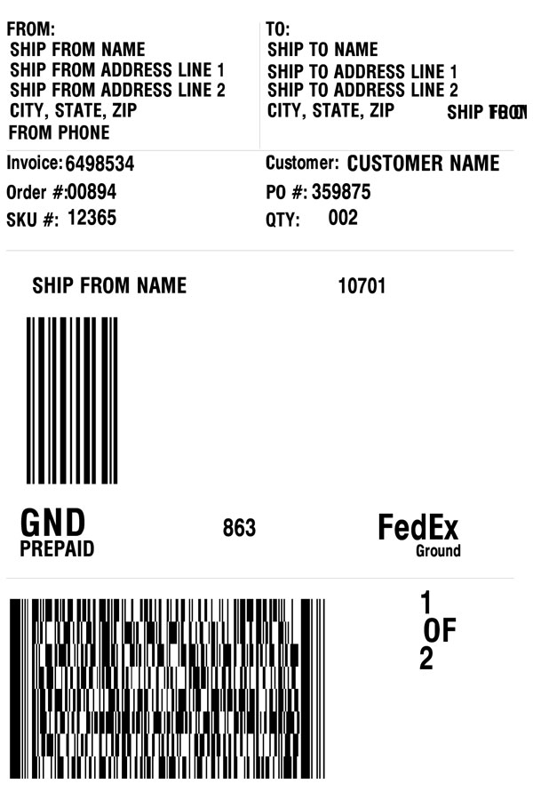 FedEx th label 102x171mm, with doc tap, fanfolded, 4000 per box