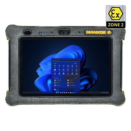 Durabook R8-EX Intel® Core™ i5-1230U up to 4.4 GHz, Windows 11 Pro 8GB RAM, 128GB PCIe SSD, Wi-Fi 6E, Bluetooth v5.3, 2MP Front Camera, 11MP Rear Camera, Swappable Battery Technology, USB Type C (DP), Thunderbolt 4, Certified ATEX Zone 2/22, EX Marking: Ex II 3G Ex ic IIC T4 Gc, Ex II 3D Ex ic IIIB T135°C Dc