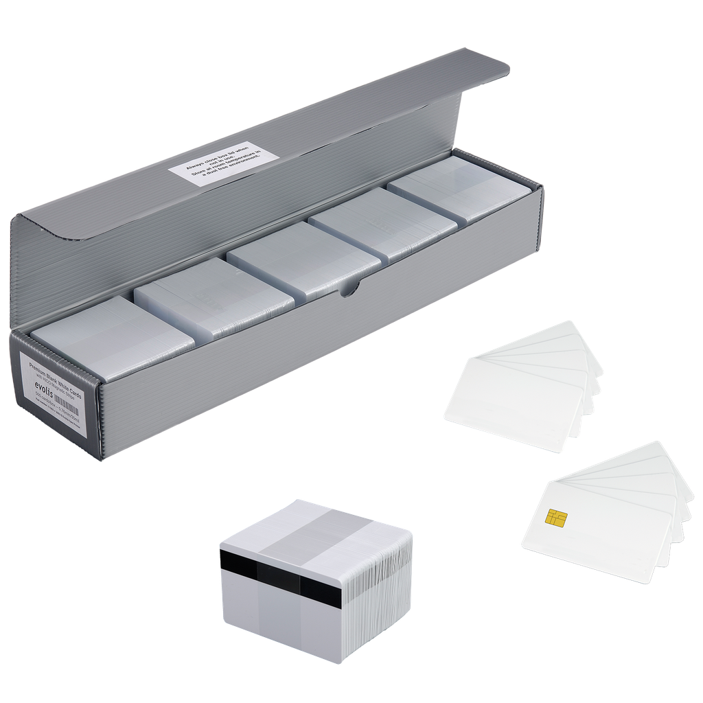 White plastic cards with magnetic stripe, HiCo , PVC, 30 mil, extended life applications, box of 500Card, 30 mil, HiCo mag stripe, Z6 (extended life applications DL & Govt) 500 cards
