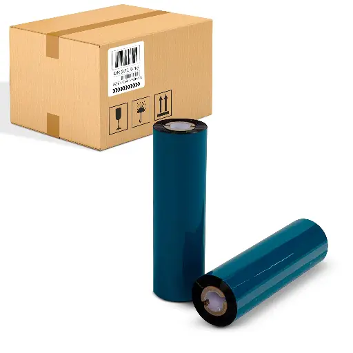 [TDW108-064074H-OW] Ribbon Wax Standard 64mm x 74M Outside 0,5"core 110mm width, notche (Box of 25)